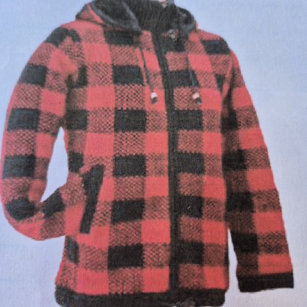 Women's Red and Black Plaid Hoodie